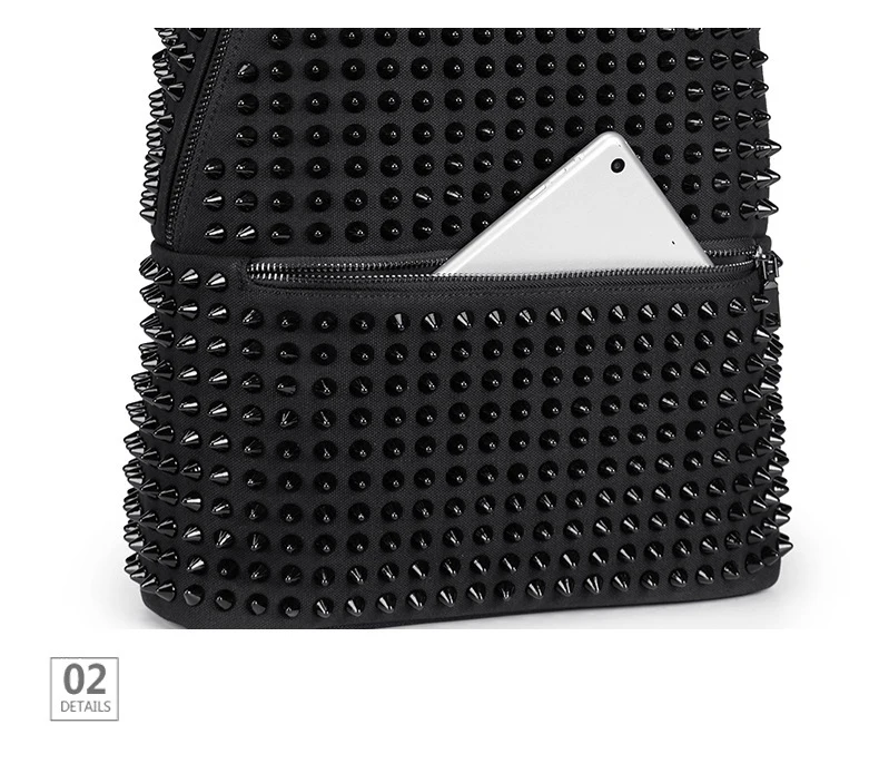 Fashion Female Women Backpacks Rivet Black Soft Washed Leather Bag Schoolbags Girls Punk Bags Travel Zipper Drop Ship - Hb4efbe6c9f5645ddb00d270cfd1db444g 