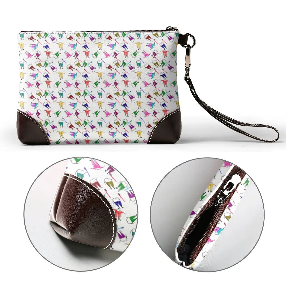 Teeth In Pants Toothbrush Teeth Art Nurse lover medical Leather Clutch