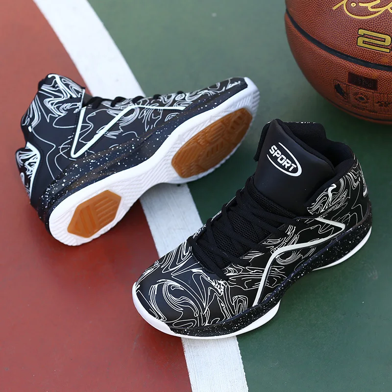 

2019 New Style Students Basketball Shoes Anti-slip Shock Absorption Back Toilet Night Light Combat Boots Hight-top Men Shoes Lar