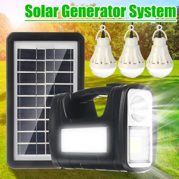 

4000mAh Solar Power Generator 3 LED Bulbs Home System Solar Power Panel Storage Generators Durable USB Charger Emergency Light