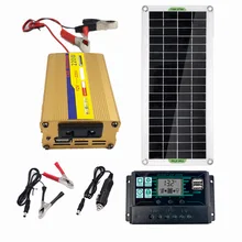 Sistema de energia solar 220v 30w, carregador de bateria de painel solar, 220w, kit usb de inversor completo, controle de 60a, energia doméstica para acampamento