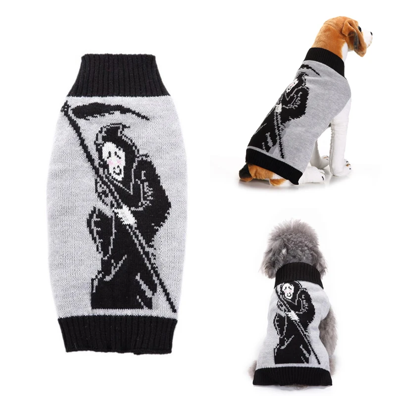 

Halloween Dog Sweaters For Dog Spring Autumn Warm Ghost Printed Coat Puppy Cat Clothing Dog Clothes For Small Large Dogs XXS-XXL