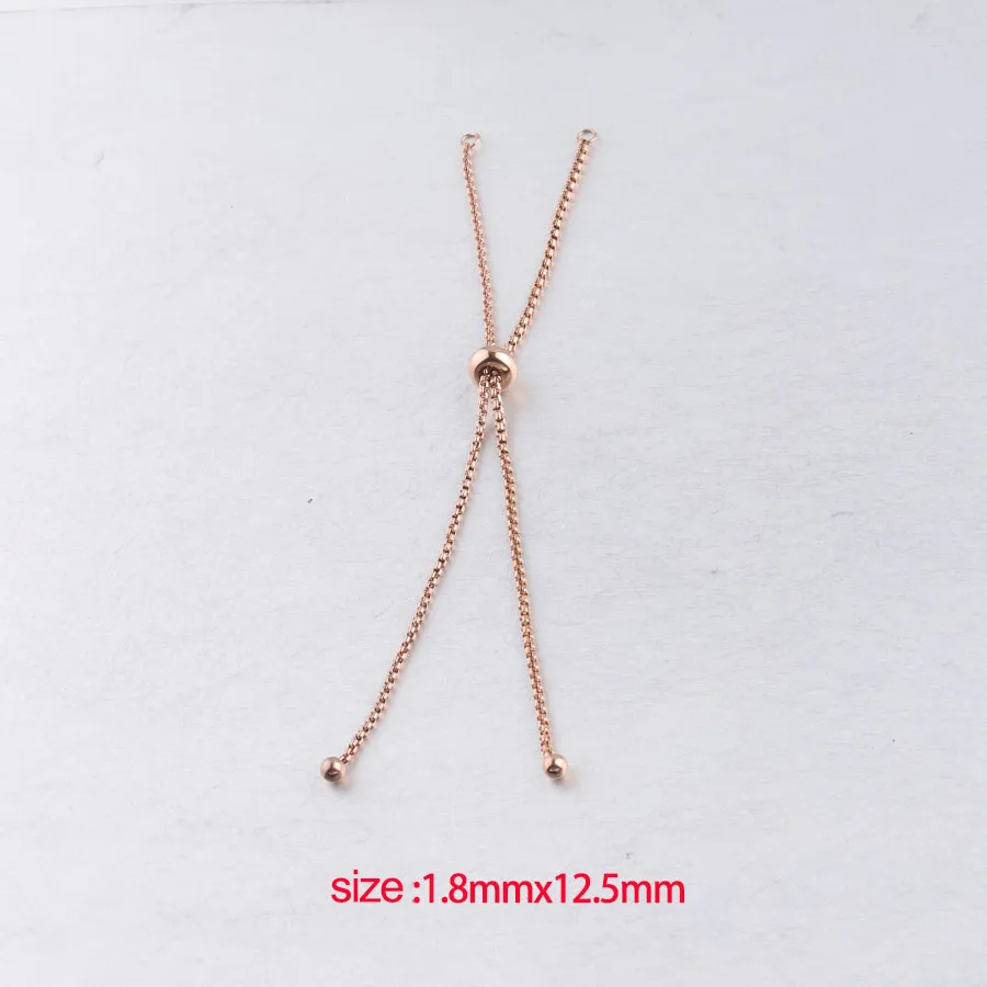 1.8x12.5mmrose gold Fnixtar 1,8 мм Регулируемая нержавеющая сталь коробка цепь слайдер/слайд удлинитель цепь для ювелирных изделий ожерелье браслет 11,5 см 12 шт./лот - Цвет: 1.8x12.5mmrose gold