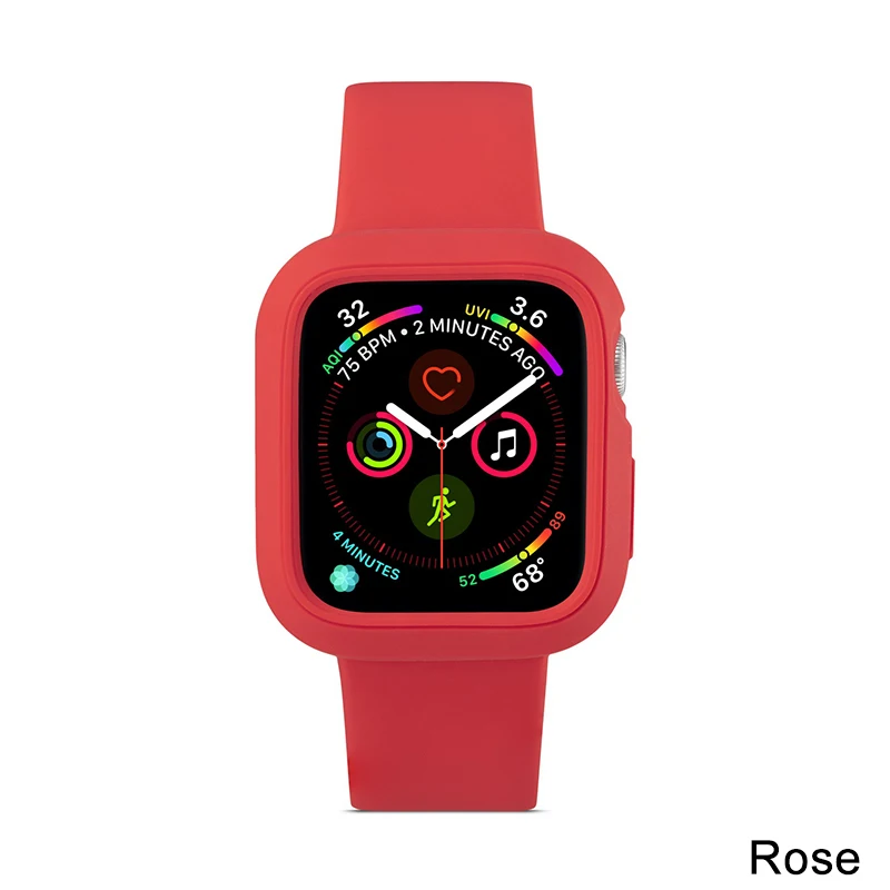 Силиконовый ремешок для Apple Watch 5, 4, 44 мм, 40 мм, цветной ремешок iWatch, ремешок, браслет для Apple Watch серии 5/4, Одноцветный ремешок - Цвет ремешка: Rose