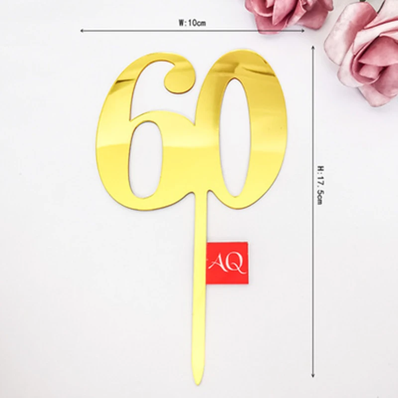 Simple Numbers Acrylic Cake Topper 18 21 30 40 50 60th For Wedding Anniversary Birthday Party