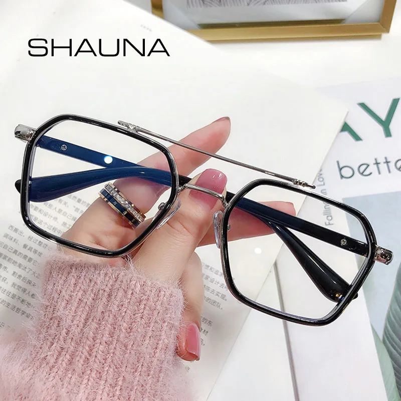 Anti blue light glasses SHAUNA Retro Anti-Blue Light Square Glasses Frame Optical Eyeglasses Frames