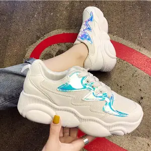 Women's Chunky Sneakers 2019 Fashion Women Platform Shoes Lace Up Colorful Vulcanize Shoes Womens Female Trainers Dad Shoes