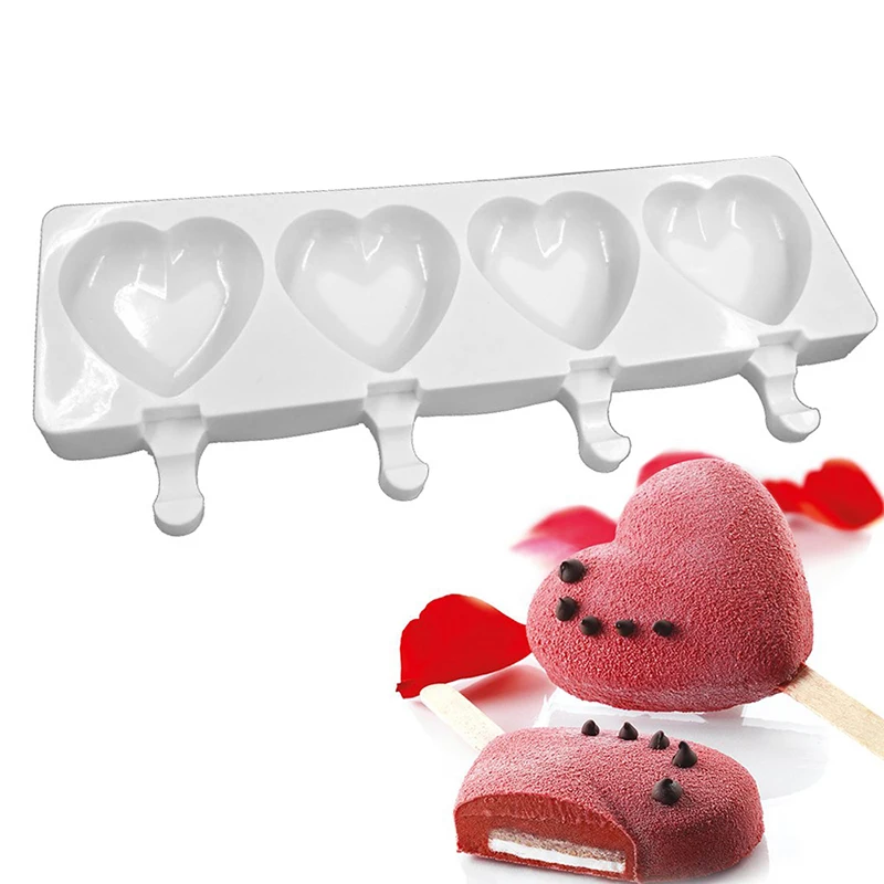 

Large Size Ice Cream Mold Heart Shape Silicone Popsicle Form Maker Ice Lolly Moulds Ice Cube Tray for Party Bar Decoration