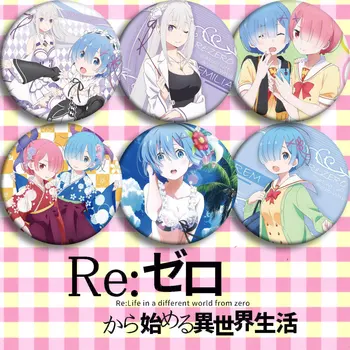 

Anime Life in a different world from zero Cosplay Badge Cartoon Brooch Pins Collection Bags Badges For Backpacks Button gifts