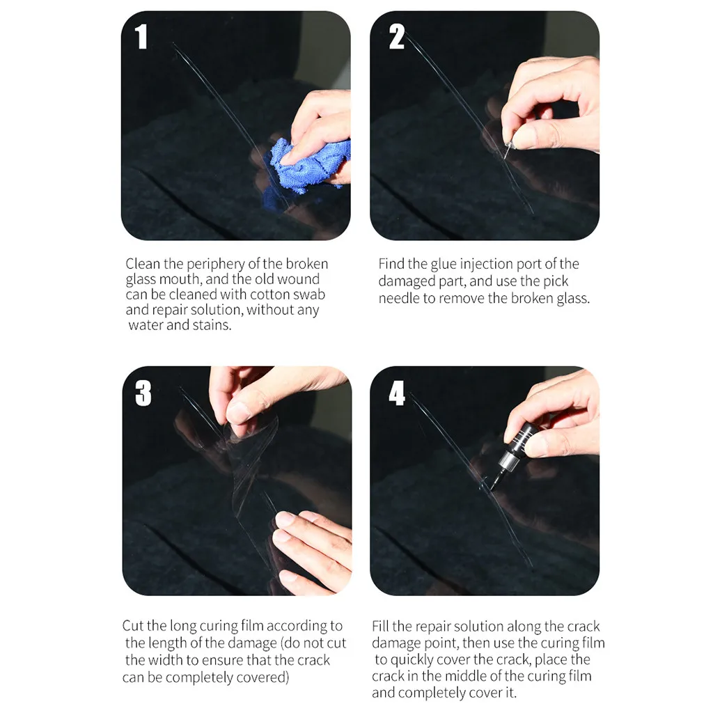 DIY Car Window Glass Scratch Crack Chip Resin Glass Scratch Crack Restore Windshield Repair Tool Kit