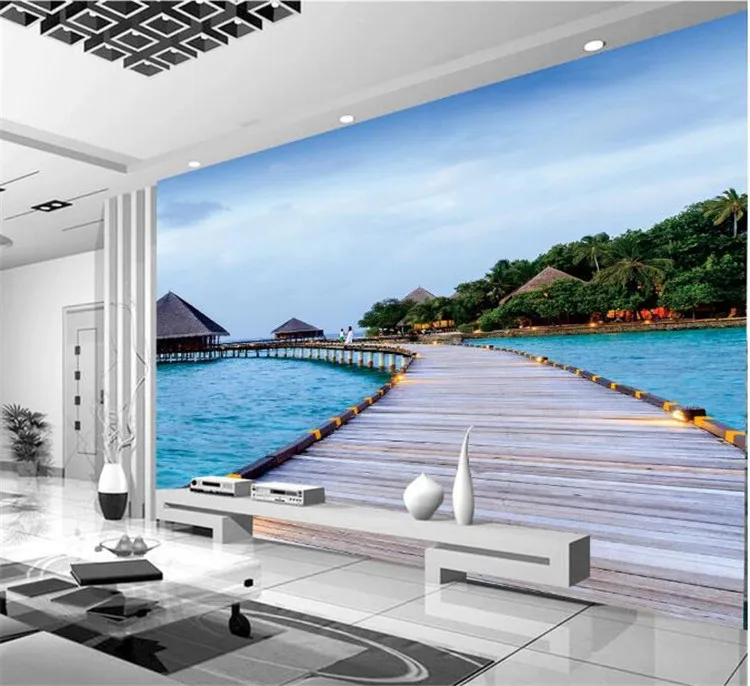 

Custom 3D Photo Wallpaper Maldives Seaside Scenery 3D Living Room Bedroom TV Background Home Decor Mural Wall Cloth Papel Mural