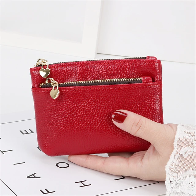 New Women Genuine Leather Coin Purse Female Wallets Women Zipper Coin Purses  Card Holder Wallet Clutch Storage Pocket Bags Pouch - AliExpress