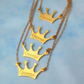 

Stainless Steel Crown Necklace Customized Engraving Name Necklace Personalized Women Choker Handmade Jewelry Birthday Gifts