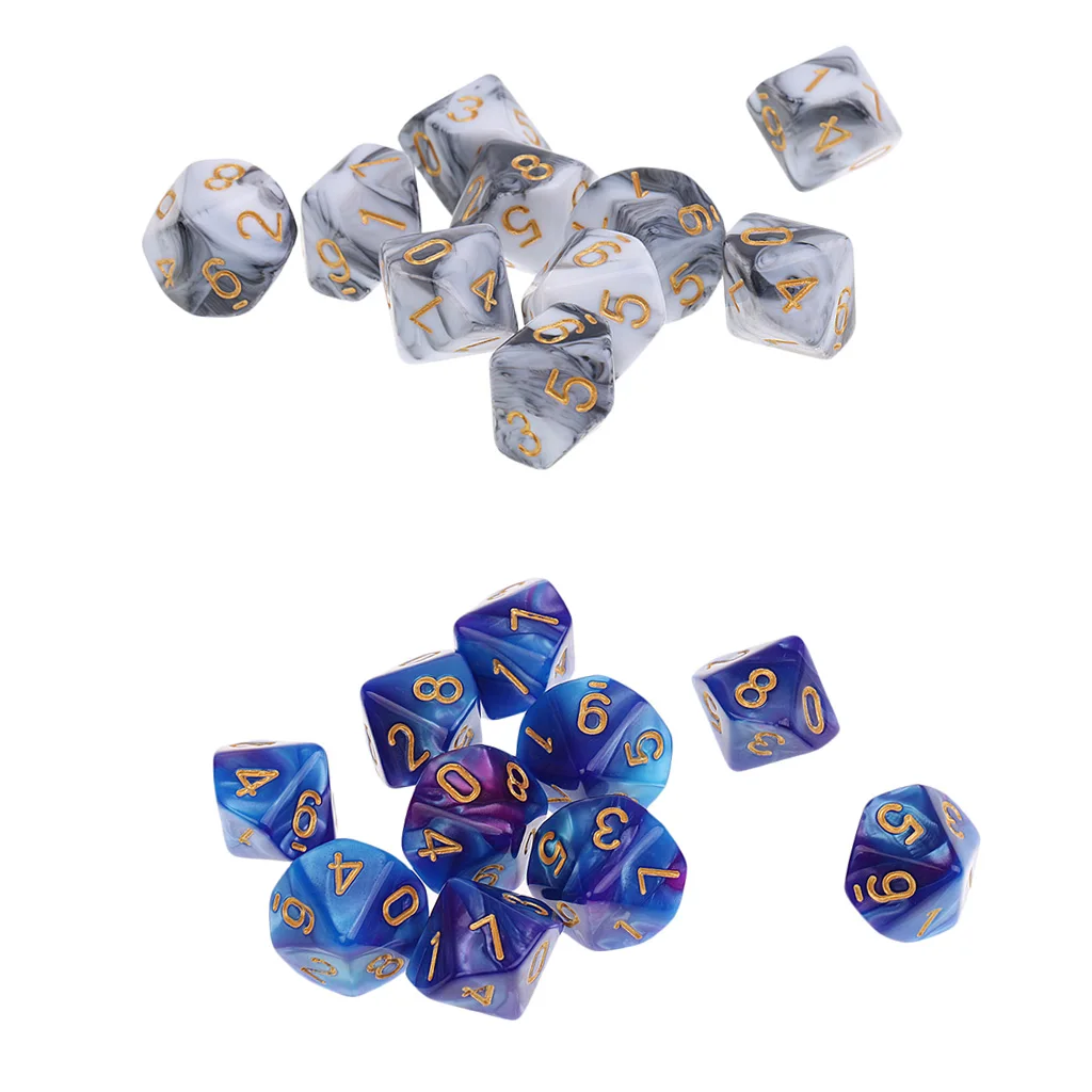 20x16 мм D10 многогранные игральные кости для семьи MTG DND TRPG сборная игра Опора игрушки азартные кубики игры цифровые кубики