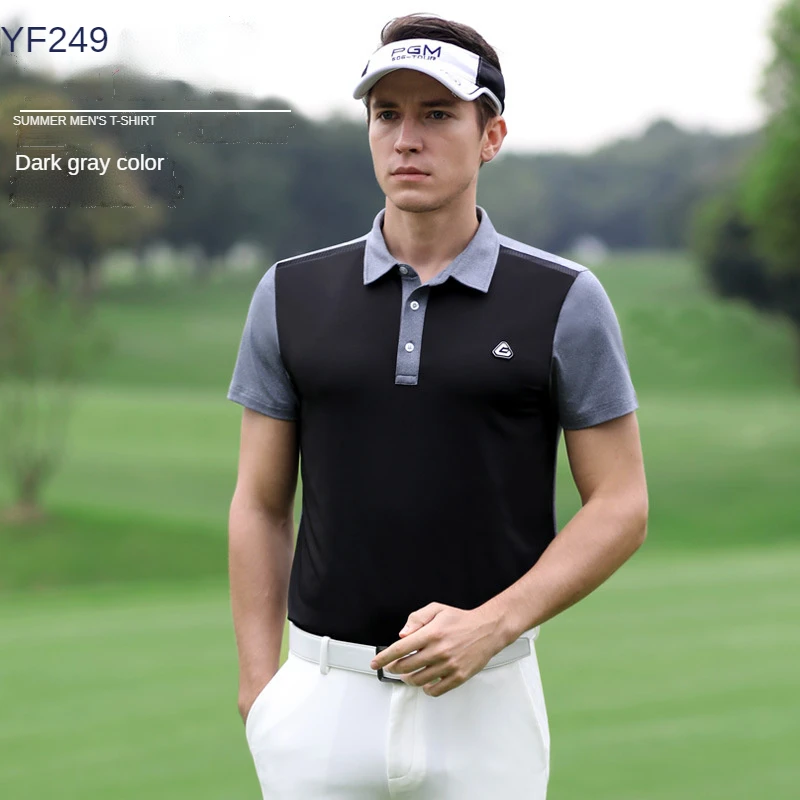Pgm Men's Short Sleeve Golf T-shirt Summer Striped Print Sport Polo Shirt Quick Drying Golf Clothing Golf Shirts Mens Golf Trainning T Shirts - AliExpress