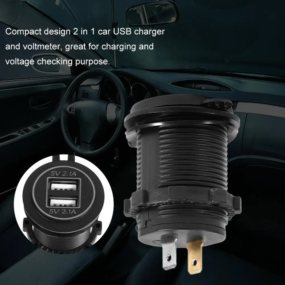 4.2A автомобильное зарядное устройство с двумя USB разъемами для телефона светодиодный измеритель напряжения Вольтметр для мотоцикла автомобильный переключатель для грузовиков панель