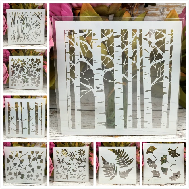 8 unids/set 13cm de hoja de árbol Gingko bricolaje capas plantilla para pintura libro de recortes colorear tarjeta decorativa en relieve para álbum plantilla