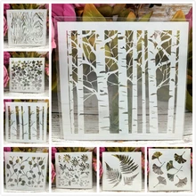 8 unids/set 13cm hoja de árbol Gingko DIY esténcil de capas pintura álbum de recortes para colorear en relieve álbum Plantilla de tarjeta decorativa