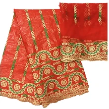 Красный Базен riche getzner с бисером африканская ткань bazin brode африканская кружевная ткань Базен с французским кружевом для женщин платье новейшее