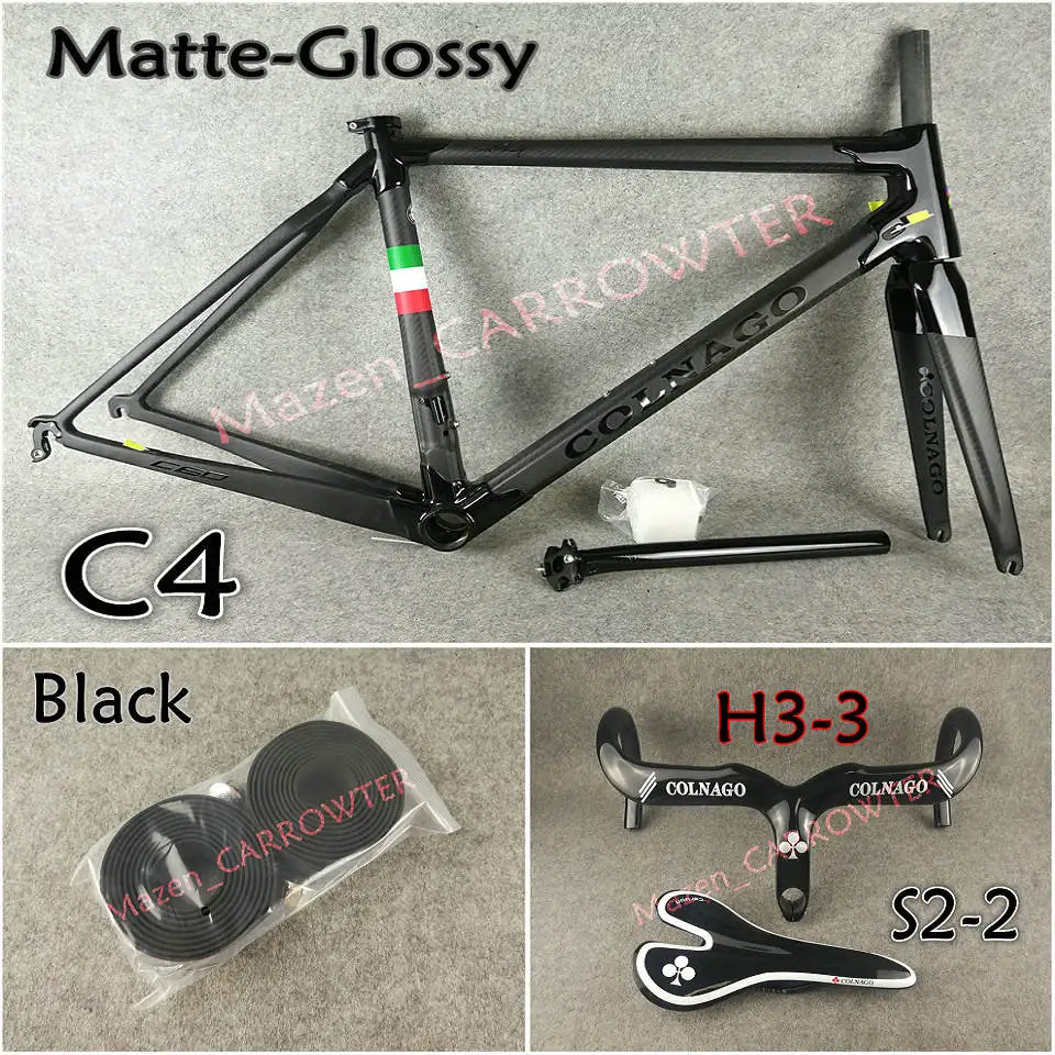 3K матовый-глянцевый черный Colnago C60 карбоновая рама+ руль+ седло+ клетки для бутылок+ 50 мм карбоновый набор колес с NOVATEC A271 ступицы - Цвет: Package 3