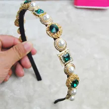 Барокко красивый ретро кружева сплава из жемчуга циркон аксессуары для волос; свадебные повязки на голову Разноцветные кристаллы женский головной Убор