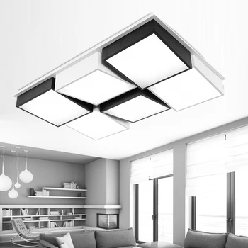 

Modern Simple Led Acrylic ceiling lights Geometry rectangle White/Black Color for living room bedroom home Light Fixture