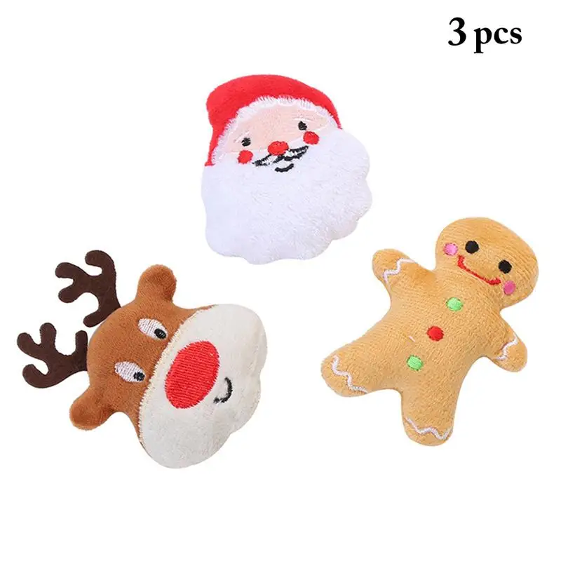 

Dorakitten 3Pcs/Set Christmas Plush Cat Toys Gingerbread Elk Santa Shape Cat Toy Kitten Catnip Toy Pet Supplies Cat Favors