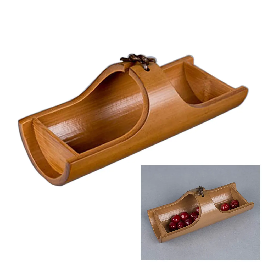 Boat Shape Tray Food Container Dessert Fruit Plate Table Storage Basket Natural Bamboo Home Sundries Holder Tea Garden