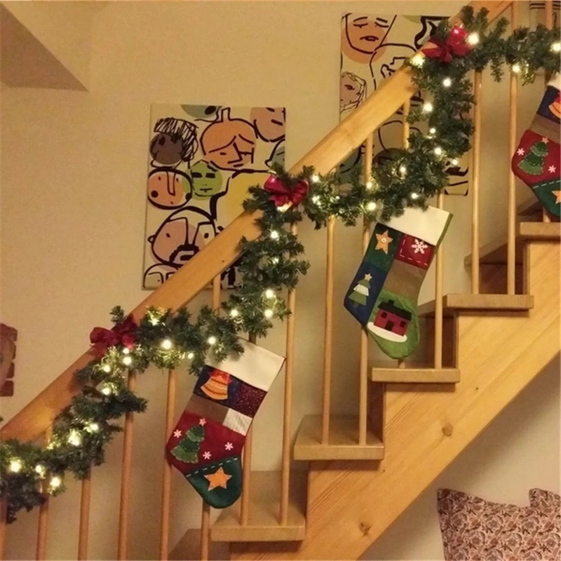 Weihnachts-Garland Dekorationen 2.7M Kamin Treppen Dekoriert Garlands LED Farbig 