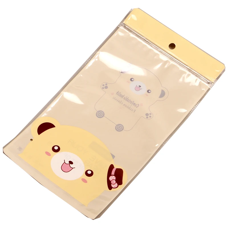 100pcs High quality cartoon creative sock stockings packaging bags child accessories zip lock plastic storage bag with handle