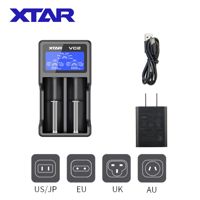 Зарядное устройство XTAR VC2 18650 USB-зарядное с дисплеем для литий-ионных