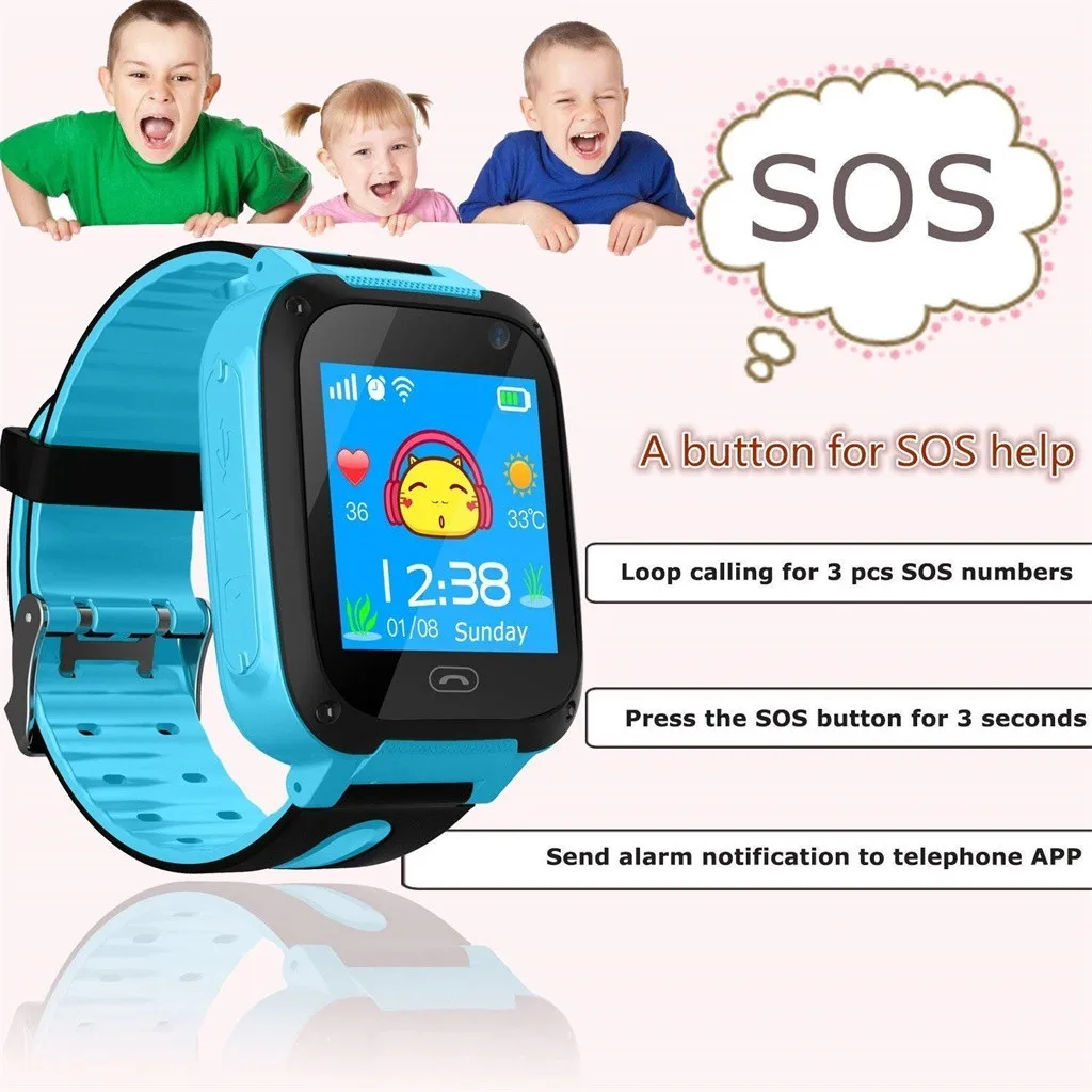 S4 дети Смарт часы телефон, LBS/gps сим-карта ребенок SOS Вызов локатор камера экран SIM карта часы расположение вызова трекер Smartwatch