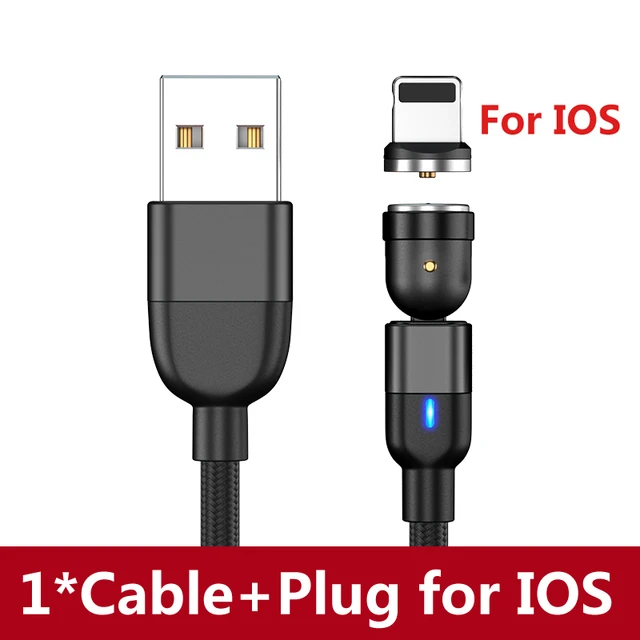 AUFU Magnetic Charging Cable USB Micro Type C Cable Magnet Charger Nylon Braided Cord Mobile Phone Cable For iPhone Samsung Black for iPhone