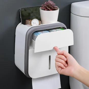 

GURET Portable Toilet Paper Holder For Toilet Wall Mounted Wc Roll Paper Stand Case Tube Storage Box Home Bathroom Accessories