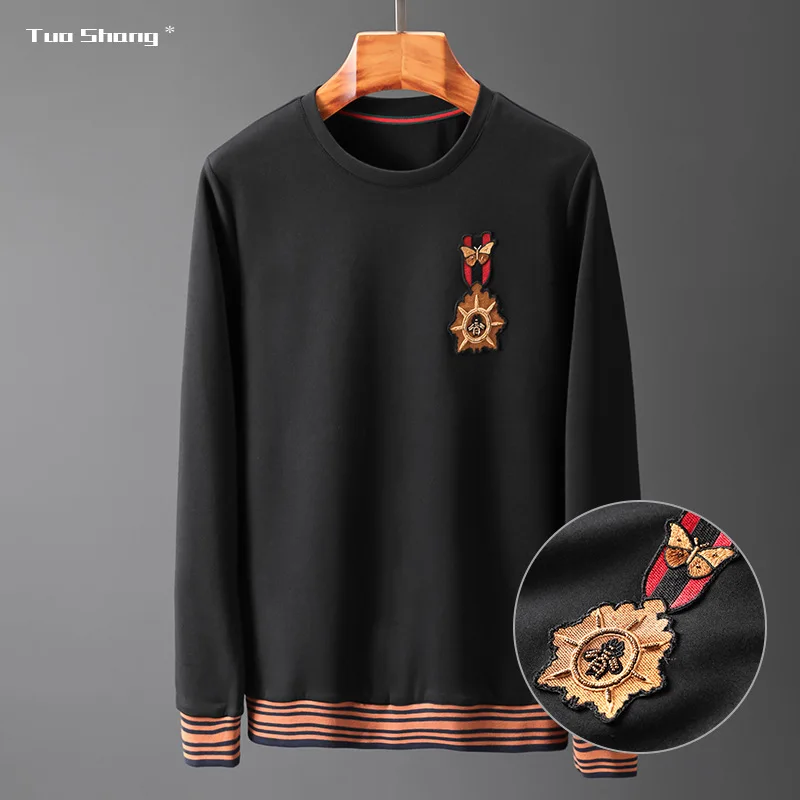 

2019 Fashion Men Hoodies Sweatshirts Medal Embroidery Full Pullover Slim Casual Fleece Streetwear Hoodie Sudaderas Para Hombre