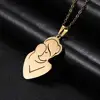 Skyrim Warm Family Pendant Necklace Pregnant Woman Mom Dad Baby Stainless Steel Golden Adjustable Choker Chain Necklaces Jewelry ► Photo 2/6