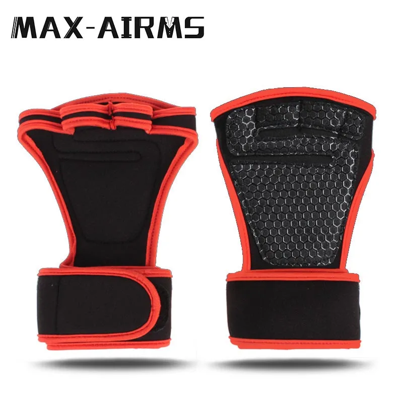 Maxairms перчатки для тяжелой атлетики тренировочные Захваты в тренажерном зале Перчатки для фитнеса женские мужские Кроссфит Бодибилдинг гимнастика напульсники - Цвет: Красный