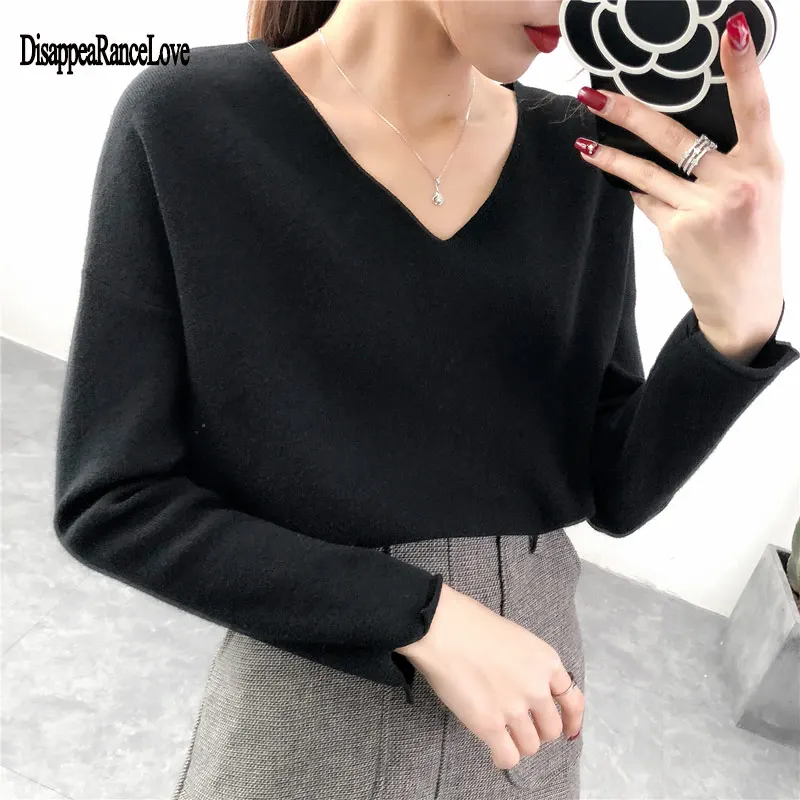 Suéter de cachemira para mujer, suéter tejido multicolor Sexy con cuello en V, Tops elegantes de otoño e invierno 2021
