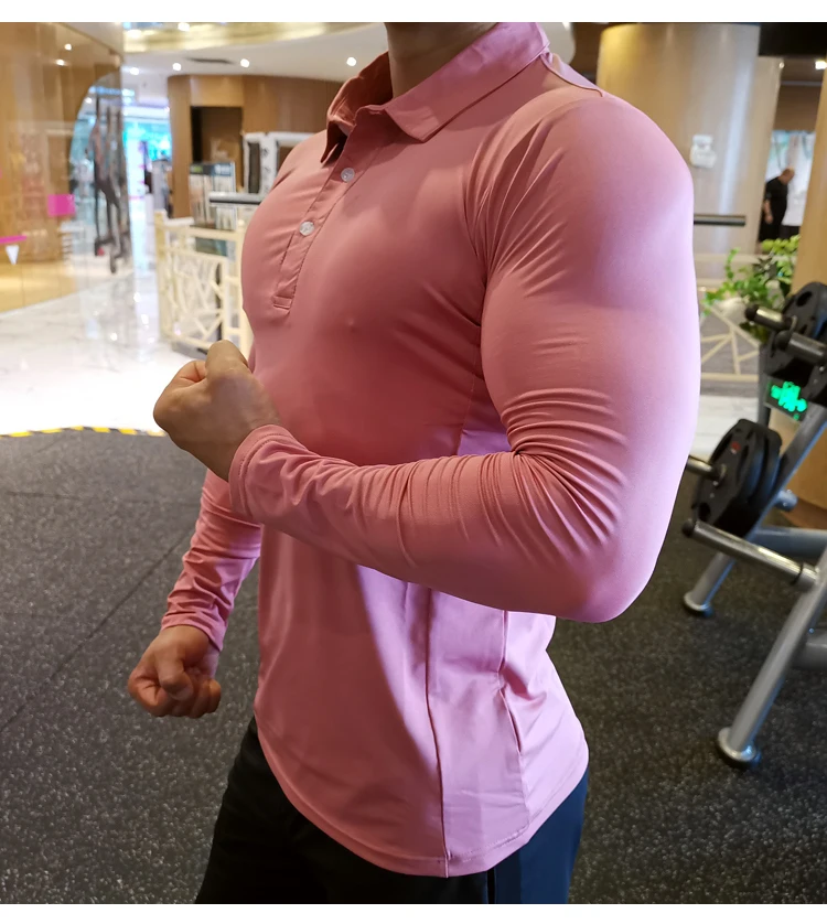 Men's Longline Gym T-Shirt - Muscle Fit Reflective Line Crewneck, Light Pink, 5XL Big & Tall Size