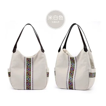 

Retro canvas bag female bag 2020 new printing large capacity multi-layer ladies bag wild shoulder bag handbag female