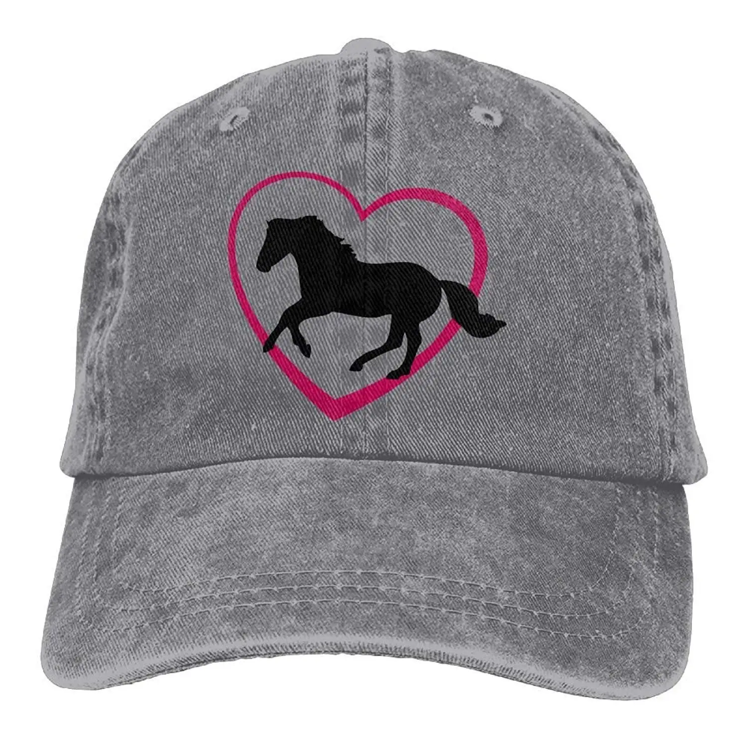 Унисекс галопирующая лошадь с сердцем хлопковая джинсовая бейсболка Регулируемая Ледниковая Кепка для мужчин или женщин