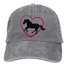 Унисекс галопирующая лошадь с сердцем хлопковая джинсовая бейсболка Регулируемая Ледниковая Кепка для мужчин или женщин