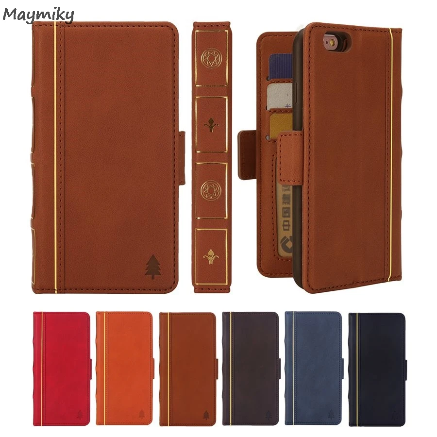Vintage Wallet Book Case For iphone X XR XS Max  8 7 Plus Case Retro Pouch Case For iphone 6 6S 5S Case Card Slot Holder Pocket