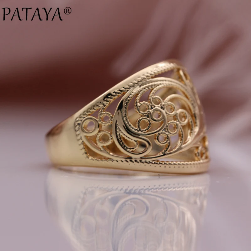 PATAYA New 585 Rose Gold Hollow Rings Women Romantic Wedding Unusual Fashion Jewelry Party Gift Engagement Trendy Unique Rings - Image 4