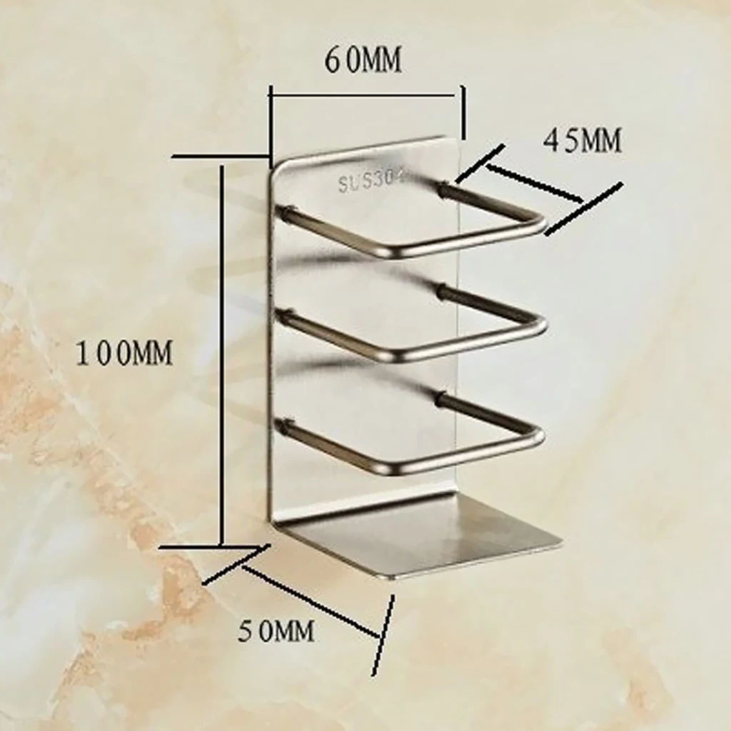 Adhesive Stainless Steel Wall Mounted Shower Bathroom Toothbrush Toothpaste Holder Stand 