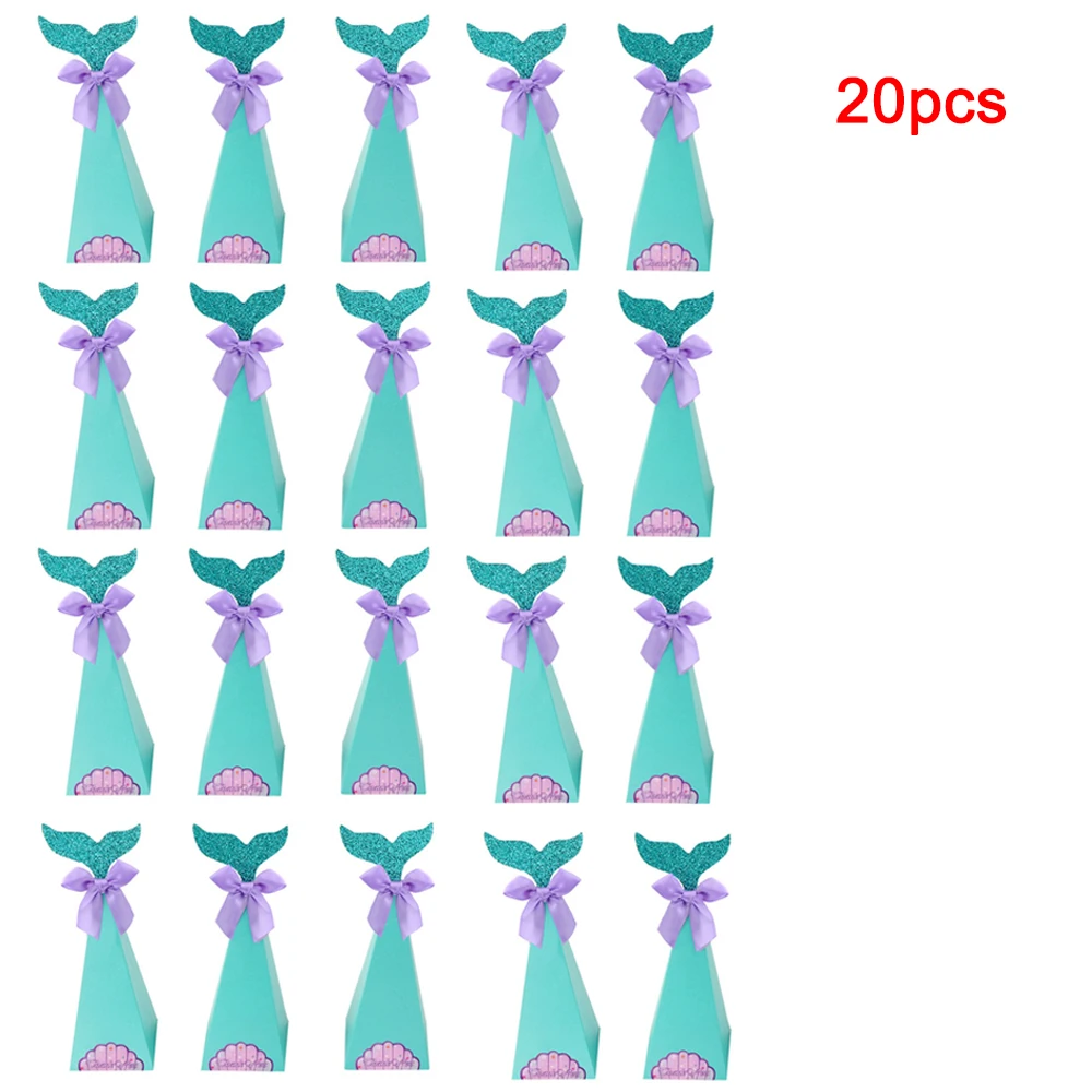 Hot Sale 20 Pcs Mermaid Tail Gift Party Candy Boxes Party Supplies Mermaid Theme DIY Presents Box For Wedding Birthday