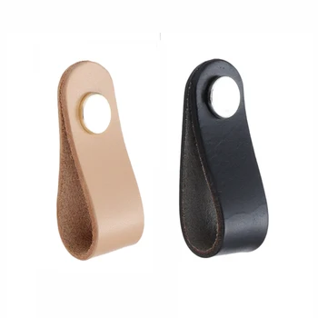 

Soft PU Leather Cabinet Handle Drawer Door Puller Drawer Pull Wardrobe Door Knobs with Screws for Study Room Handles Furniture