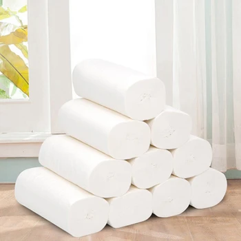

CN White Tissue Toilet Paper Roll 12 Rolls 4Ply Towels Household Toilet Tissue Paper Household Cleaning Tools
