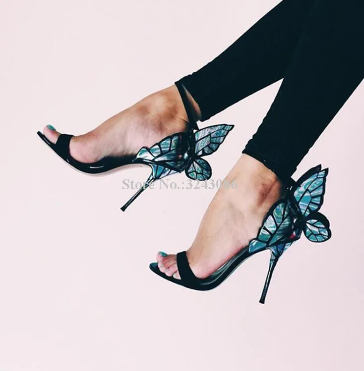 Donna Nuovo Angelo Winges Sandali Scarpe Di Disegno Di Modo Di Una Cinghia Sandali Tacco A Spillo Della Signora Popolare Pompe Sandali Dropship