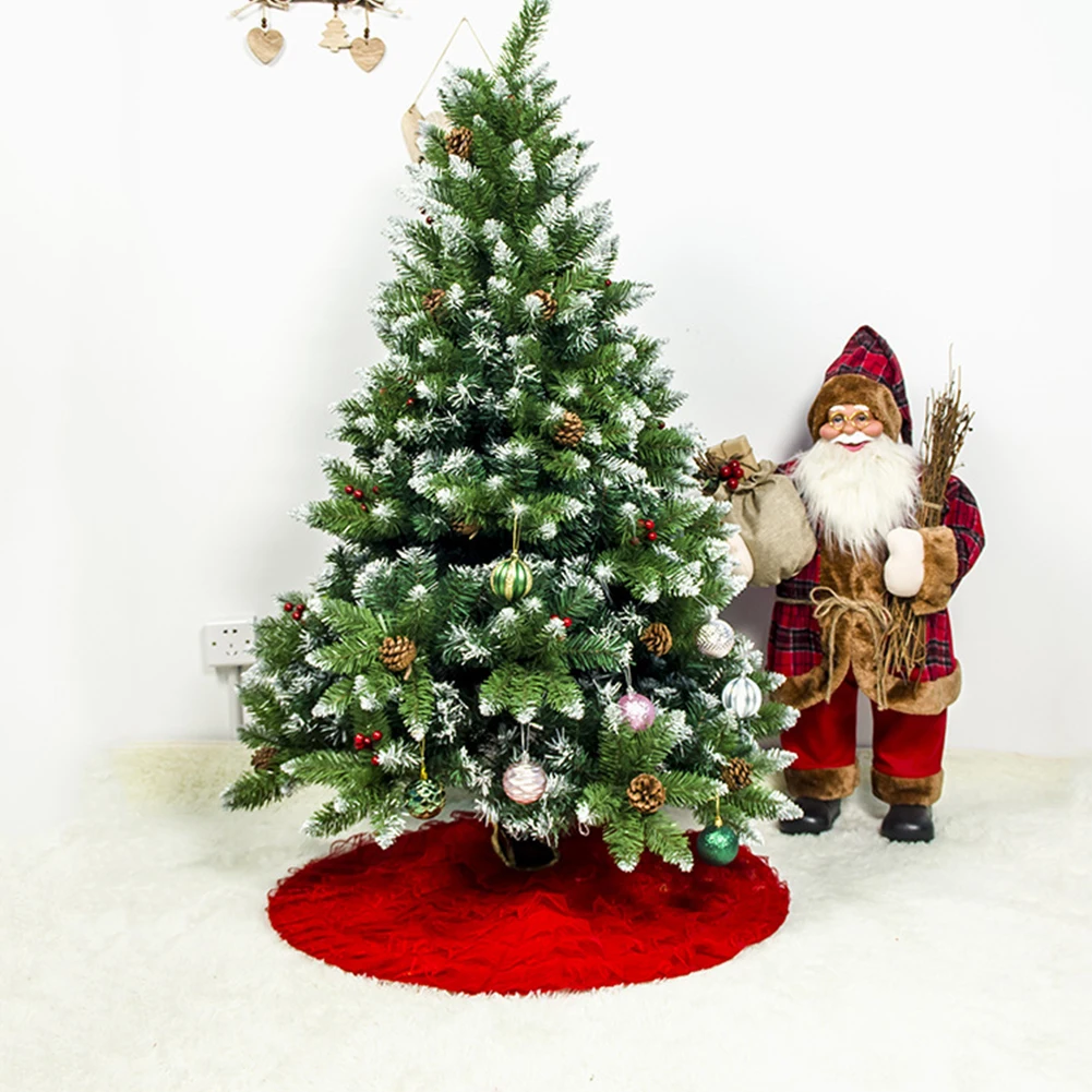 Elegant Lace Cloth Solid Craft Holiday Round Party New Year Durable Christmas Tree Skirt Home Decoration Lightweight Atmosphere